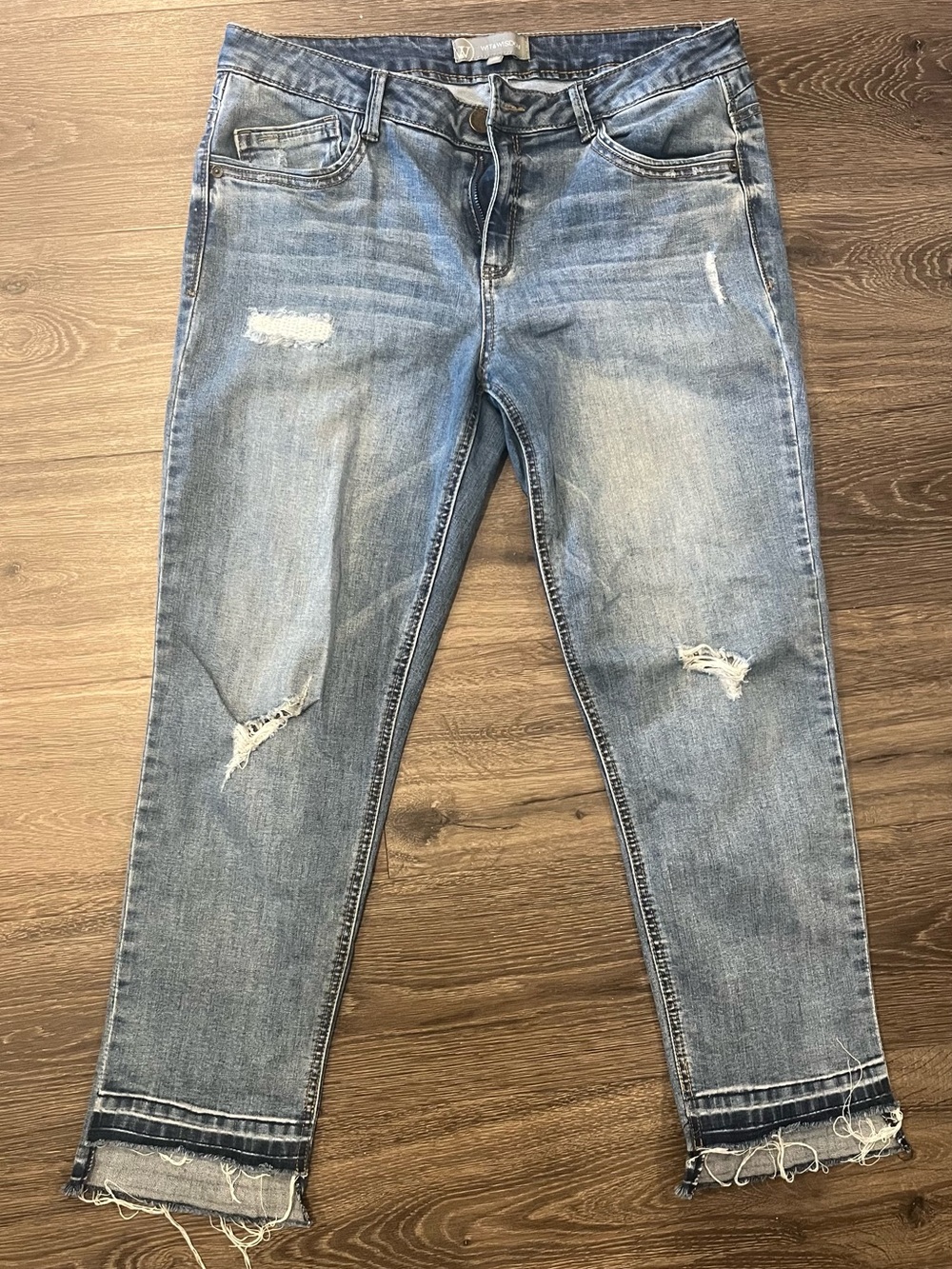 Wit & Wisdom Light Blue Distressed Slim Jeans